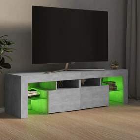 betonszürke TV-szekrény LED-lámpákkal 140 x 36,5 x 40 cm