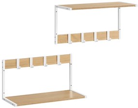 Fali polc szett, 2 darab, 50×24×27 cm, MDF, fém, tölgy, Fehér Színben ABP-E1083 WT