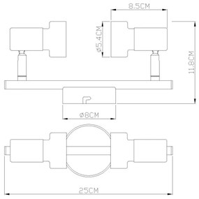 Globo 57917-2N - Spotlámpa  MASON 2xGU10/25W/230V fekete/ezüst