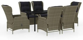 vidaXL 7 részes barna kerti étkezőgarnitúra