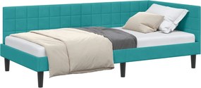 vidaXL Sarokágy keret fejtámlával Türkiz 90 cm x 190 cm Bársony