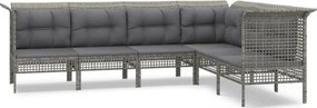 vidaXL 6 részes szürke polyrattan kerti ülőgarnitúra párnákkal