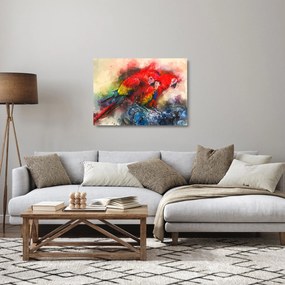Vörös ara papagájok képe (üvegen) (70x50 cm)