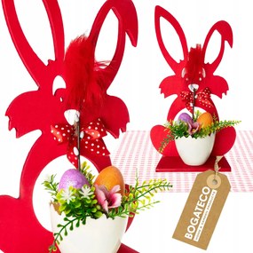 Bogateco Húsvéti Dekoráció 37CM Karácsonyi Nyúl Piros Színben