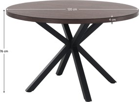 Étkezőasztal, sötét tölgy/fekete, átmérő 120 cm, MEDOR