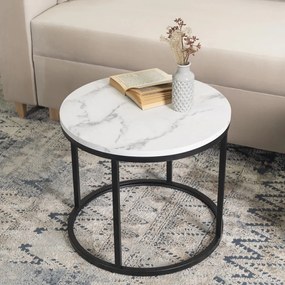 Dohányzóasztal, fehér márvány/fekete CONNY