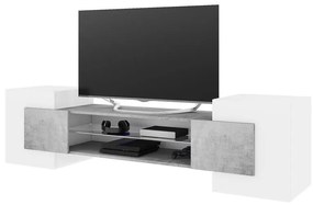 Tv szekrény/asztal Gavin (világítással) (fehér + beton). 1098611