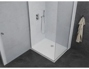 Mexen Pretoria, zuhanykabin 80 (ajtó) x 110 (fal) cm, 6mm átlátszó üveg, króm profil + fehér zuhanytálca, 852-080-110-01-00-4010