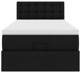fekete műbőr ottomán ágy matraccal 80x200cm