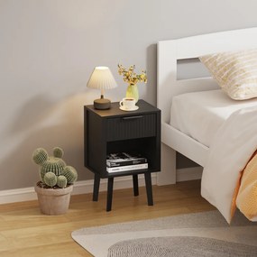 Éjjeliszekrény, fekete, TOBI