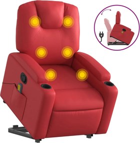 vidaXL piros műbőr dönthető masszázs- és állófotel