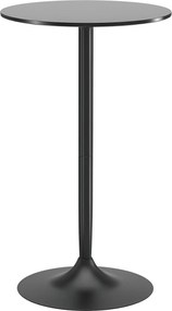 HOMCOM Bárasztal Bistro Asztal Ø60 x 102 cm Kerek Party Asztal Pult Asztal Nappaliba, Étkezőbe, Acél, Fekete | Aosom