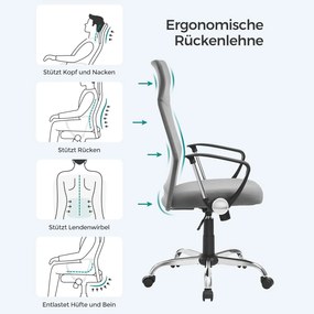 Irodai szék, ergonomikus szék párnázott üléssel, szürke