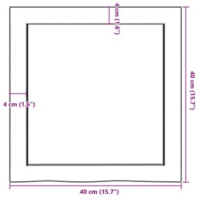 sötétbarna kezelt tömör tölgyfa fali polc 40x40x(2-6) cm