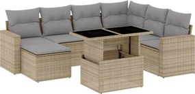 vidaXL 8 részes bézs polyrattan kerti ülőgarnitúra párnával