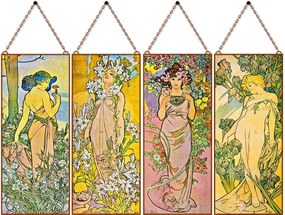 Alfons Mucha - Virágok (Garnitúra) üvegkép, falikép