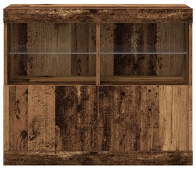Oldalfal LED világítással Régi Fa 81x37x67 cm