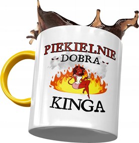 Sárga Bögre Kinga Barátnőnek Ajándék Nyomtatott Fotóval