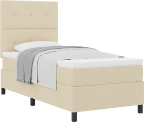 vidaXL Boxrugós ágy matracmal fejtámlával Krém 90 x 190 cm szövet