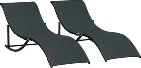 Outsunny 2 darab Ergonomikus Összecsukható Alumínium Napozóágy Textiline Anyaggal Medencéhez, Teraszra, Kertbe 165x61x63 cm Fekete | Aosom