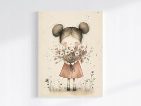 Canvas Vászonkép Portré Gyerek Lány Virág Csokor 75x100
