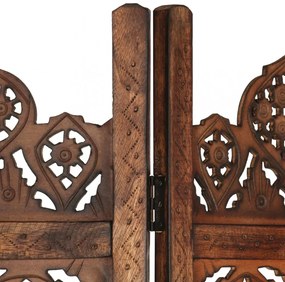 vidaXL 3-paneles barna mangófa kézzel faragott térelválasztó 120x165cm