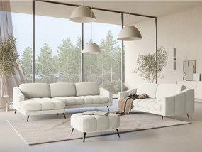 Krémszínű bársony sarokkanapé (bal oldali) Nalu – Makamii