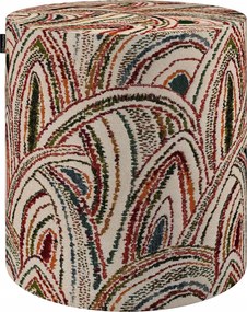 Barrel puff ø40, 40 cm magas, krémszínű alapon piros-zöld csíkos