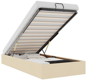 Ottomán ágykeret matrac nélkül krém 90x200 cm szövet