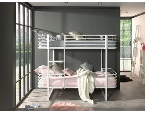 Fehér emeletes fém gyerekágy ágyráccsal 90x200 cm Oscar – Vipack