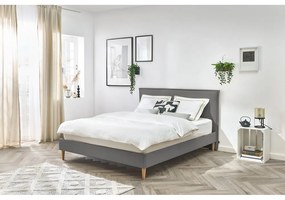 Antracitszürke kárpitozott franciaágy ágyráccsal 180x200 cm Sary – Bobochic Paris