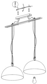 Eglo 43397 - Csillár zsinóron HODSOLL 2xE27/40W/230V