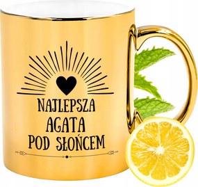 Prémium Arany Csillogó Bögre Achát Ajándék Nyomtatott Fotóval