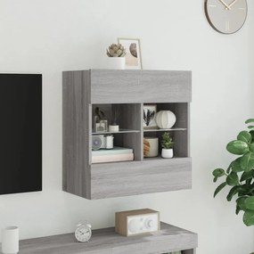 szürke sonoma színű fali TV-szekrény LED-ekkel 58,5x30x60,5 cm