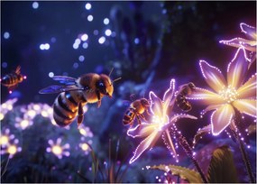 Üveg kép - Méhecske rét III. (70x50 cm)