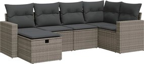 vidaXL 6 részes szürke polyrattan kerti ülőgarnitúra párnákkal
