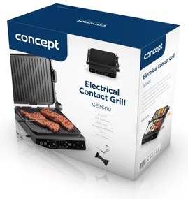 Concept ge3600 - Kontaktgrill mit Temperatursensor GLASS 2000W/230V schwarz