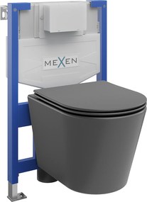 Mexen Fenix XS-F, süllyesztett modul és Rico fali vécé lassan eső ülőfelülettel, sötétszürke matt, 68030724071