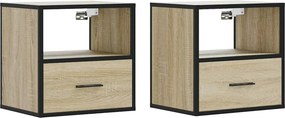 vidaXL 2 db sonoma tölgy színű fali éjjeliszekrény 40 x 31 x 39,5 cm