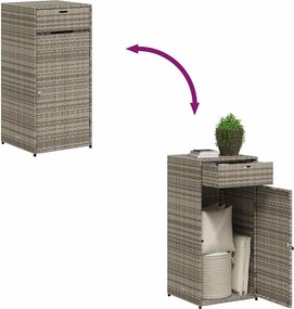 vidaXL szürke polyrattan kerti tárolószekrény 55 x 55 x 111 cm