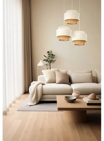 Kábelre függeszthető BOHO csillár 3xE27/60W/230V fehér/juta