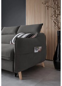 Sötétszürke bársony kinyitható sarokkanapé (bal oldali) Sweet Harmony – Miuform