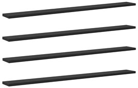 Polcos könyvespolc 4 pcs Fekete 100 x 10 x 1.5 cm Faanyag