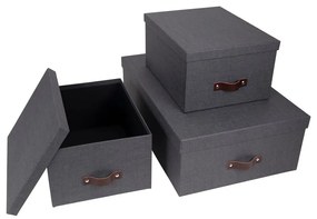 Inge 3 db-os fekete tárolódoboz szett - Bigso Box of Sweden