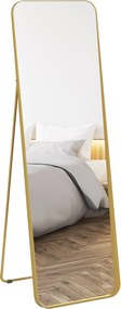 HOMCOM Teljes Testsík Tükör 160 x 50 cm Fokozatos Álló Tükör Fém Kerettel és Törésbiztos Üveggel, Padlótükör Állónak, Dőlésen, Nappaliba, Hálószobába,