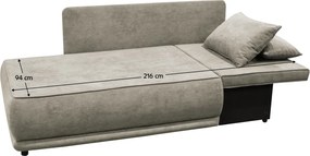 Kihúzható kanapé, bézsesszürke Taupe, jobbos, LIAMI