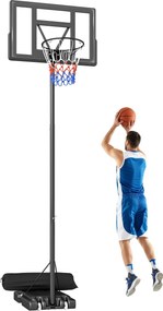 SPORTNOW hordozható kültéri kosárlabdaállvány — Gyors magasságállítás 1,35–3,05 m, 110 x 70 cm törésálló tábla, 2 kerék és súlyzsák — Tinédzsereknek é