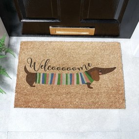 Kókuszrost lábtörlő 40x60 cm Welcome Sausage Dog – Artsy Doormats