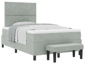 Box Spring Ágy Matrac &amp; Pad Világosszürke 120x200 cm Bársonyos