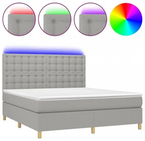 világosszürke szövet rugós és LED-es ágy matraccal 160x200 cm
